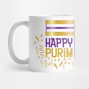 Purple Gold Happy Purim and Grogger Mug